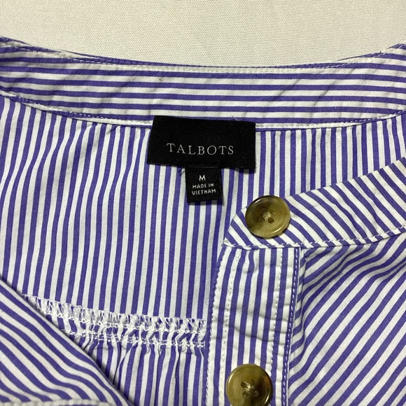 Talbots Stripe Popover Blue Striped Women's Blouse - Picture 6 of 10